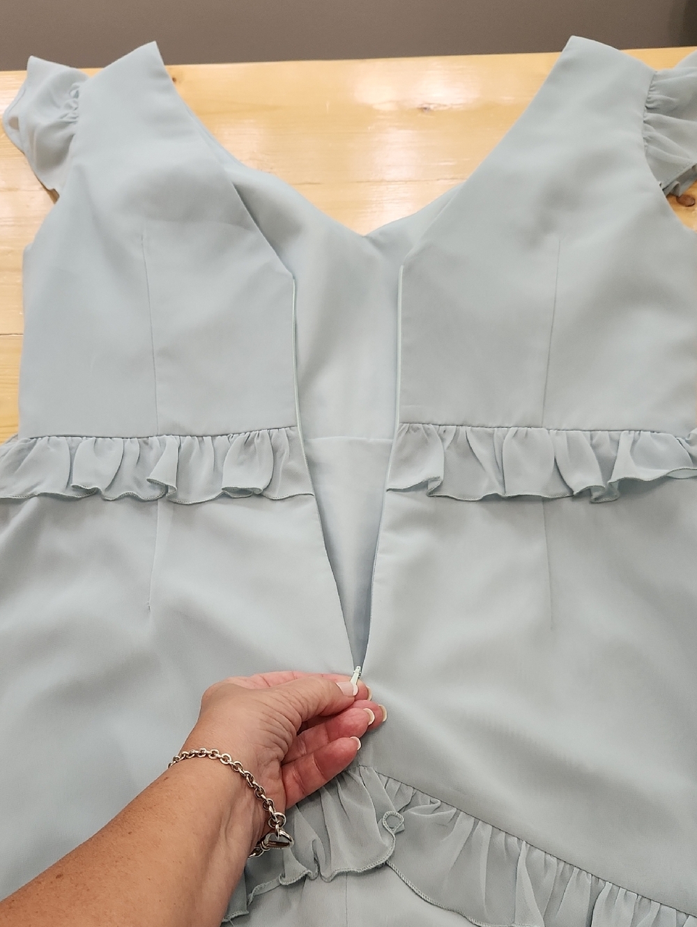 Revelry Amelia Dress Size 14 Sage Green Chiffon Long Formal Maxi Bridesmaid - Picture 12 of 17